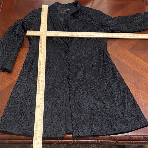 Eileen Fisher black Textured polka dot silk one button blazer Jacket - Picture 2 of 10